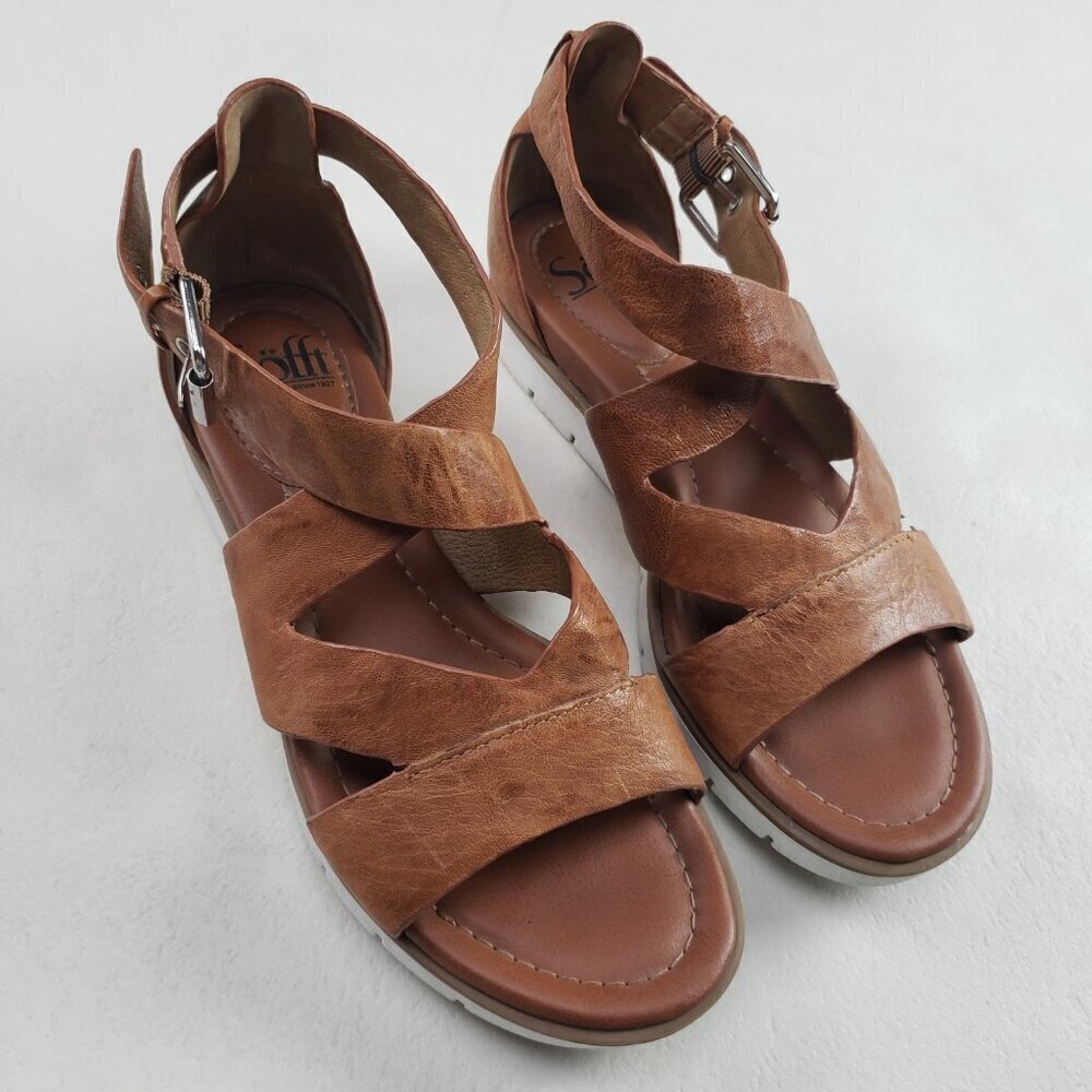 Sofft Mirabelle Strappy Leather Sandal Womens 7 Brown Gladiator Buckle Comfort